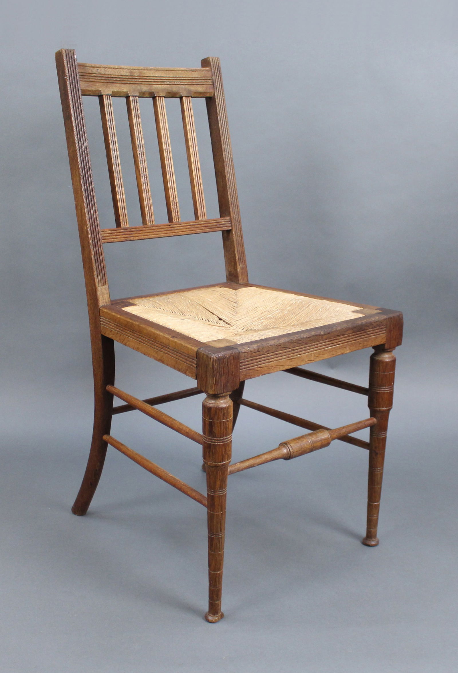 Edwardian Beech Occasional Chair with Rush Seat (1 of 4)