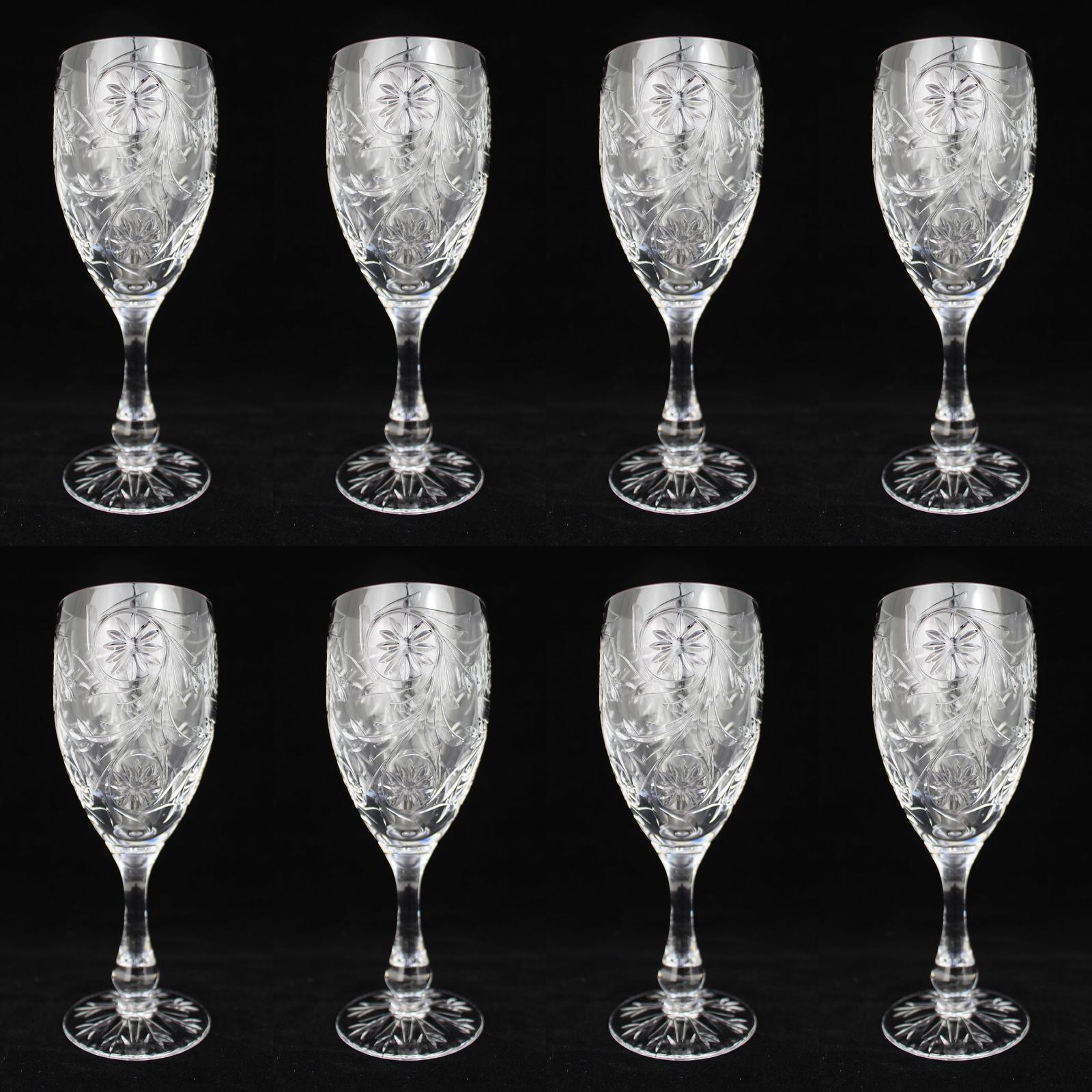 Set of 8 Tudor Crystal \Catherine of Aragon\" Wine Glasses" (1 of 4)