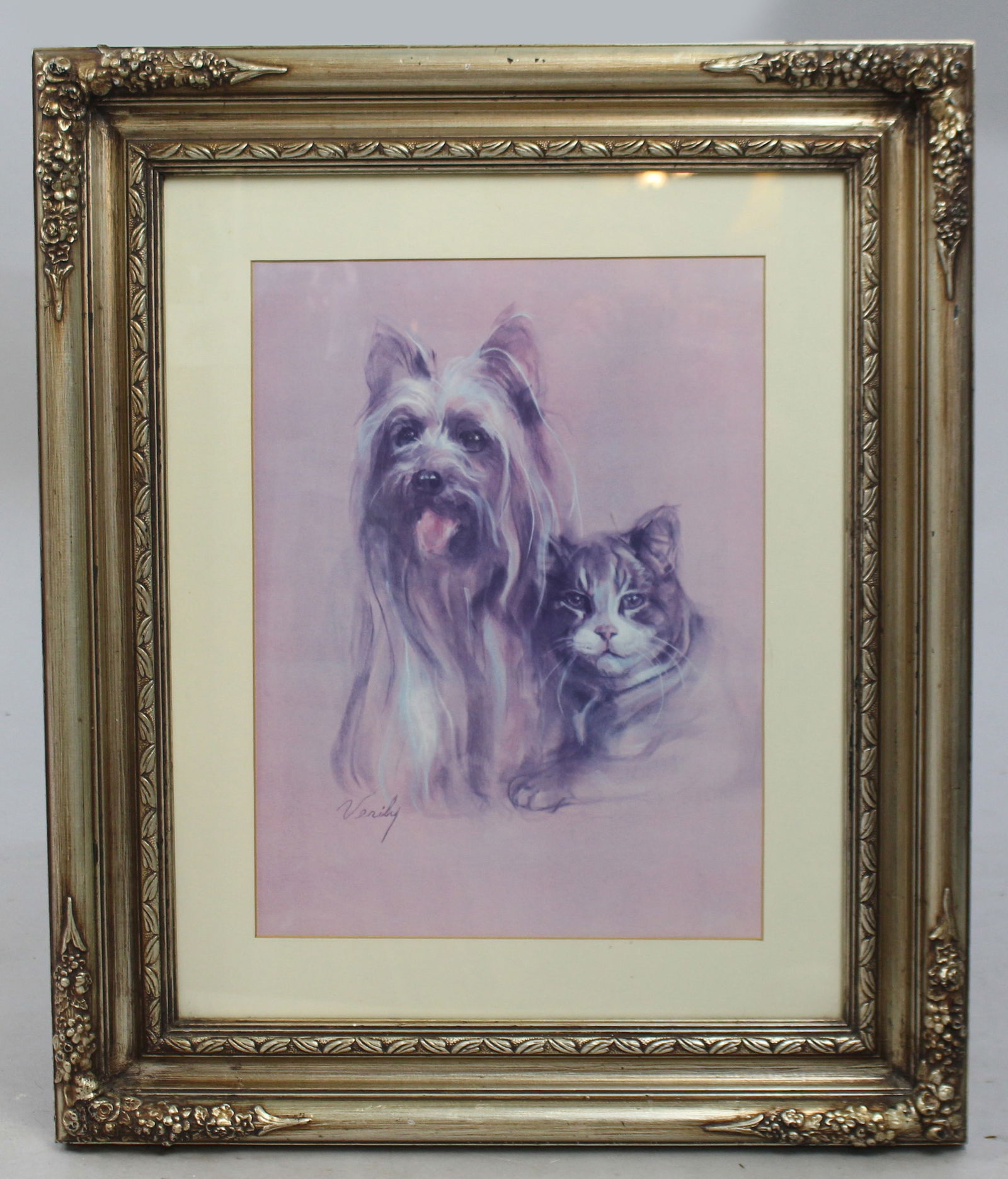 \Best Friends\" Cat & Dog Print Set in Silver Frame" (1 of 2)
