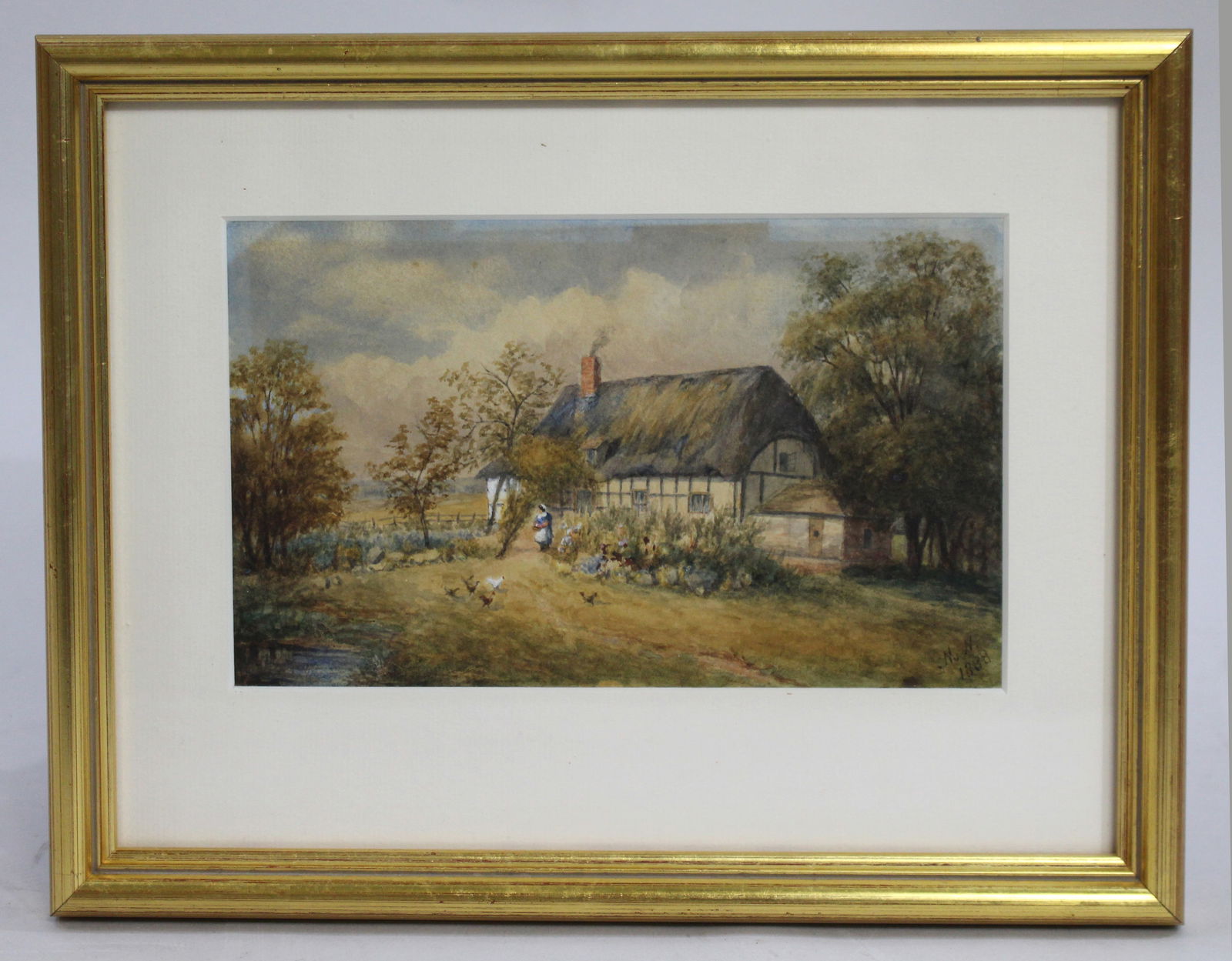 Victorian Watercolour of Rural Cottage Scene by Mathilda Nottelle (Exh. 1879â€“1892 (1 of 5)