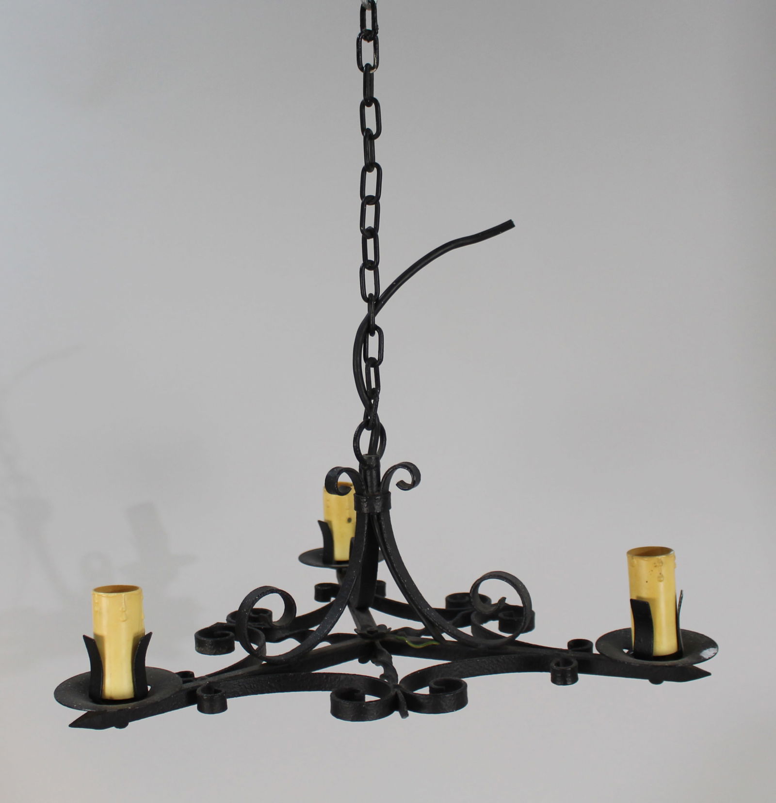 Wrought Iron Three Light Chandelier (1 of 2)