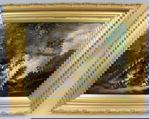 Early 19th c. Country Genre Scene Oil on Canvas (1 of 10)