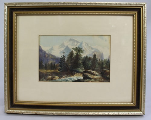 Edwardian Alpine Watercolour by W.L. Guest, Dated 1903 (1 of 5)