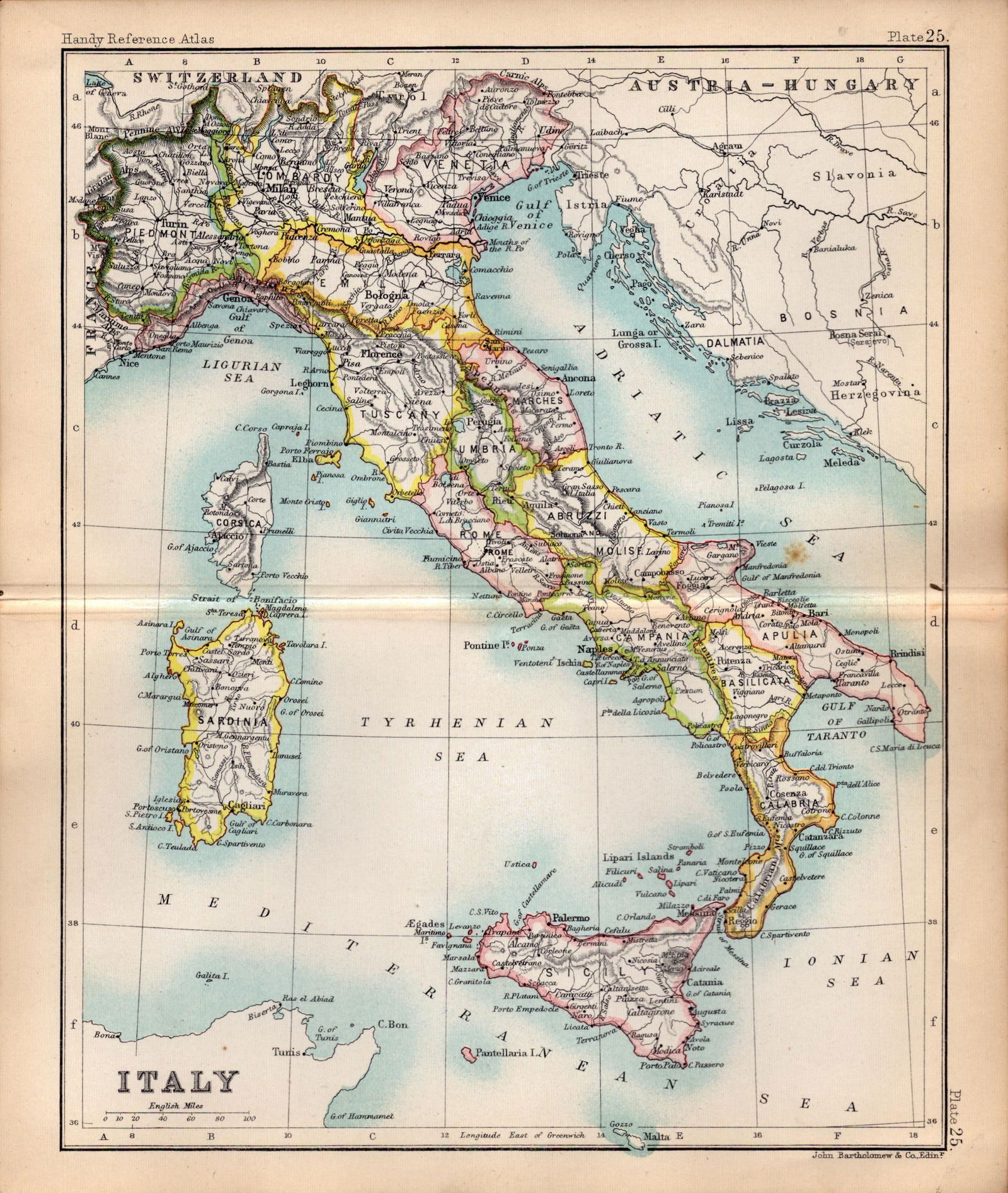 Italy Rome Naples Sicily Etc Double Sided Victorian Antique 1898 Map.: Title: Italy Rome Naples Sicily Etc Double Sided Victorian Antique 1898 Map. Description: This Antique Double-Sided Map Has Been Removed From an.