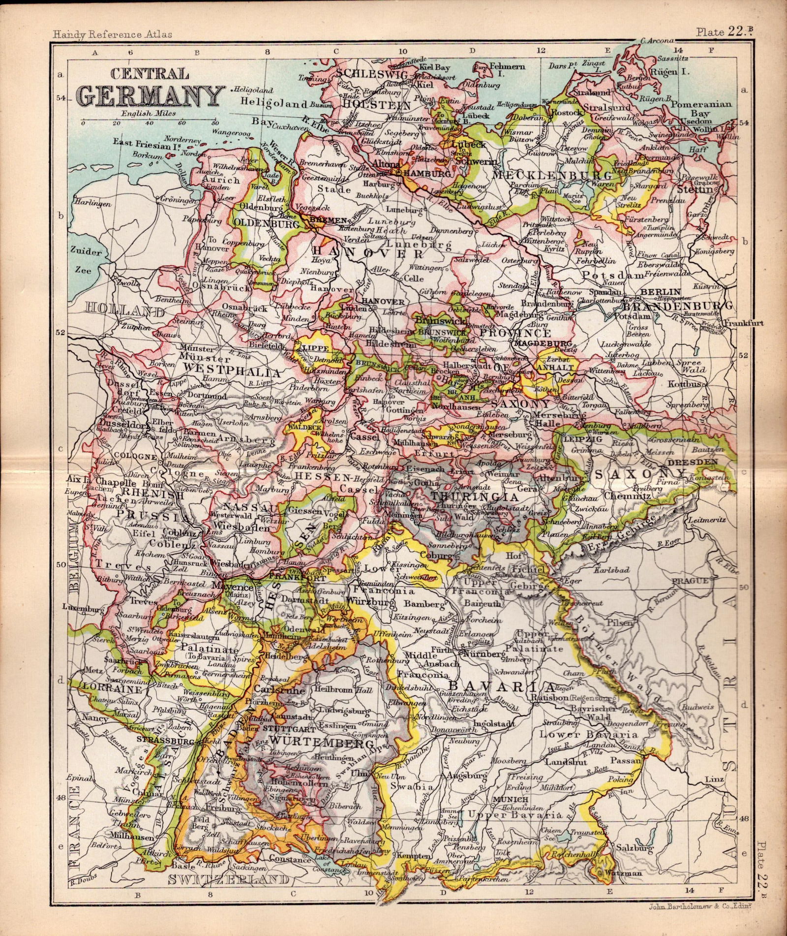The Germany Empire Double Sided Victorian Antique 1898 Map.: Title: The Germany Empire Double Sided Victorian Antique 1898 Map. Description: This Antique Double-Sided Map Has Been Removed From an. 189