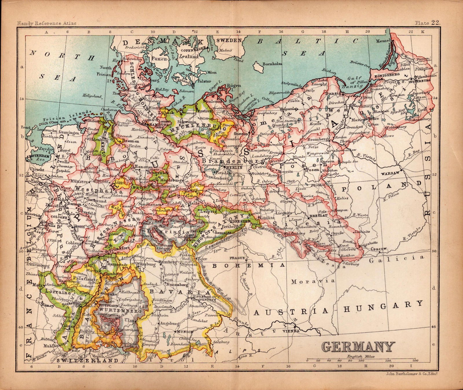 Central Germany Double Sided Victorian Antique 1898 Map.: Title: Central Germany Double Sided Victorian Antique 1898 Map. Description: This Antique Double-Sided Map Has Been Removed From an. 1896 E