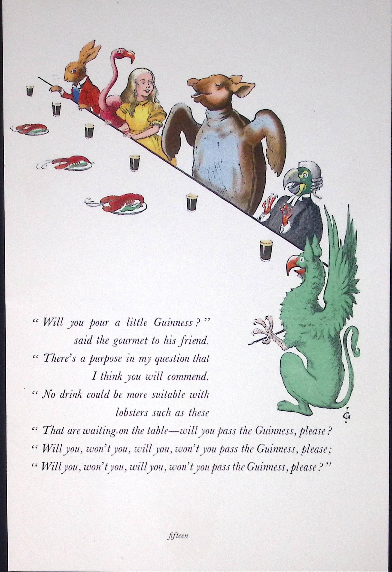 Guinness 92 Years-Old Rare Illustrated by John Gilroy 1933 The Guinness Alice-3. (1 of 2)