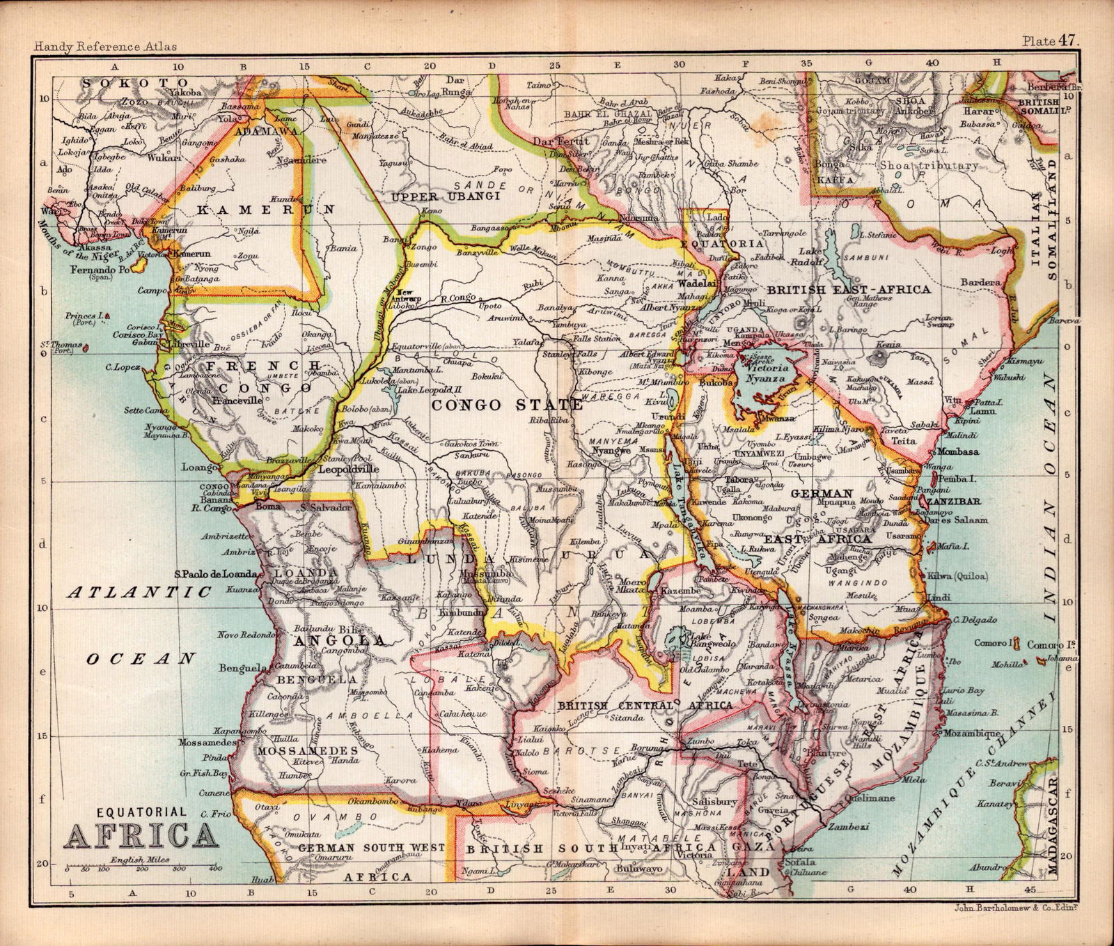Equatorial Africa Double Sided Victorian Antique 1898 Map.: Title: Equatorial Africa Double Sided Victorian Antique 1898 Map. Description: This Antique Double-Sided Map Has Been Removed From an. 1896