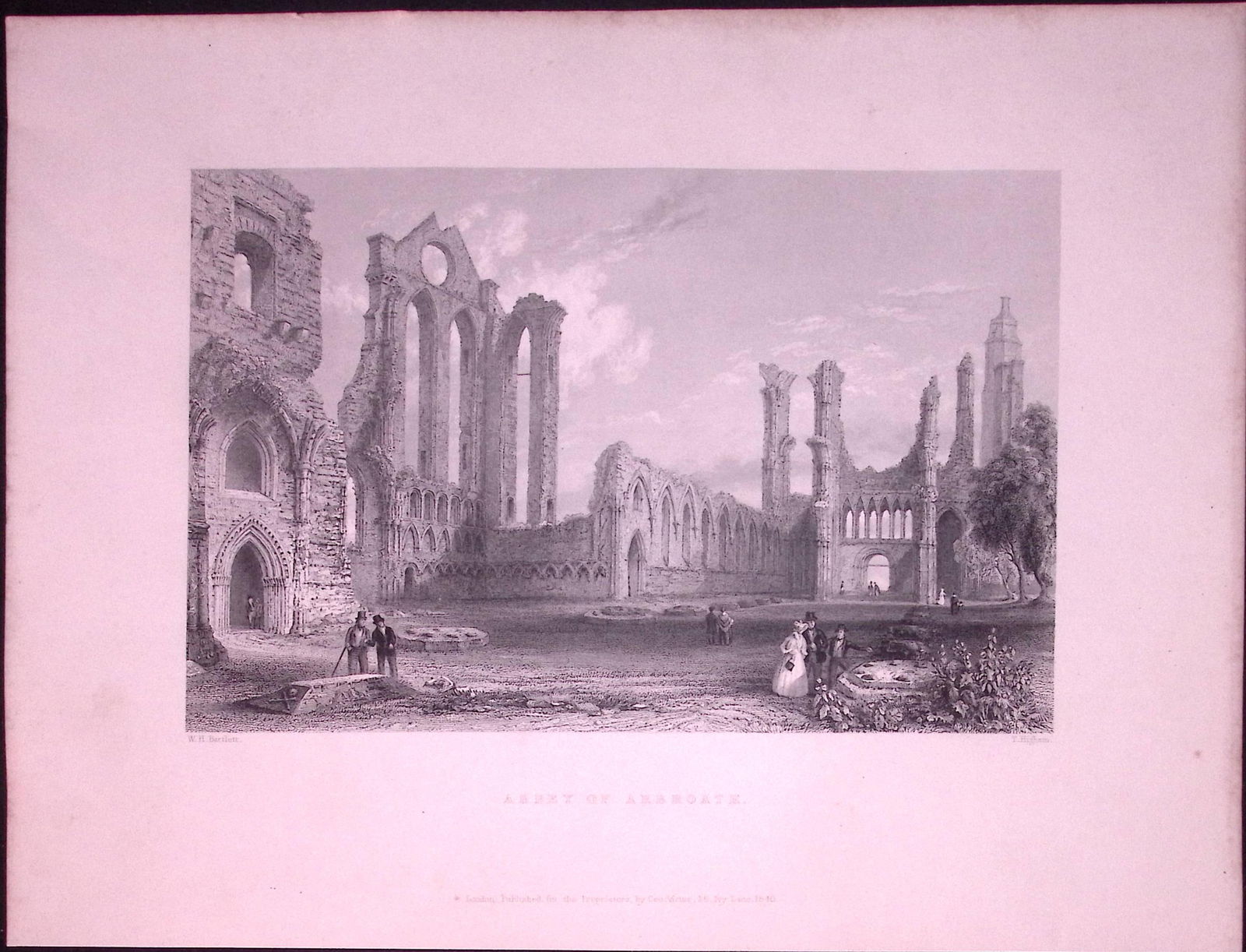Arbroath Abbeys Scotland WH Bartlett 1842 Antique Steel Engraving-64 (1 of 2)
