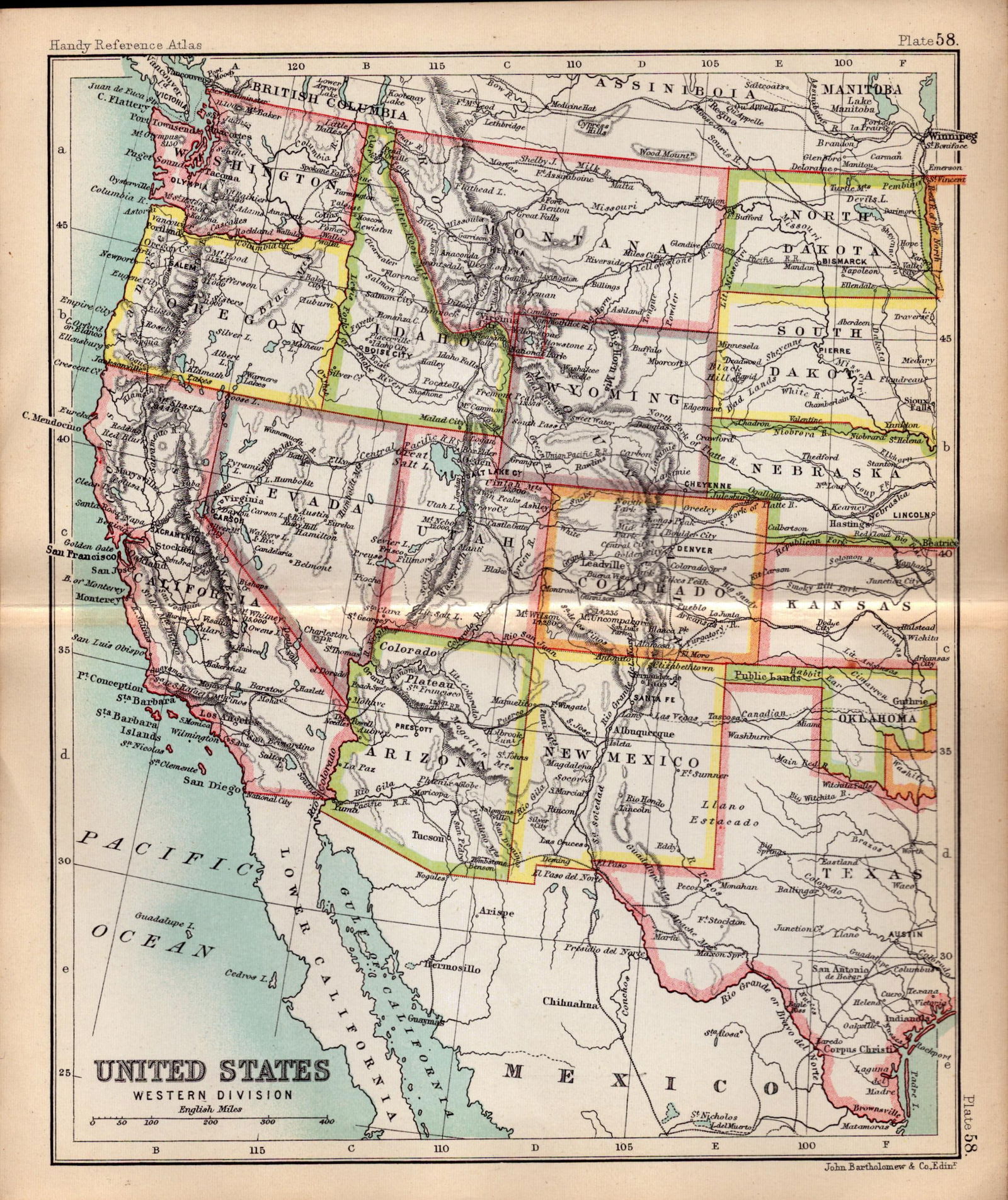 United States Western Double Sided Victorian Antique 1898 Map.: Title: United States Western Double Sided Victorian Antique 1898 Map. Description: This Antique Double-Sided Map Has Been Removed From an.