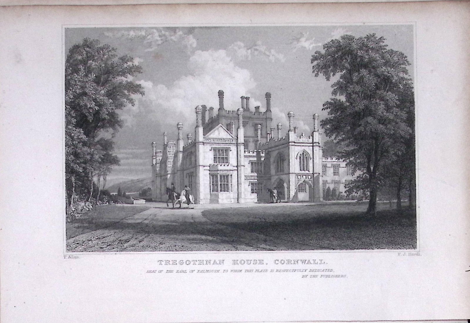 Cornwall Truro Tregothnan House Antique 193 Years-Old Steel-Engraving-3 (1 of 2)