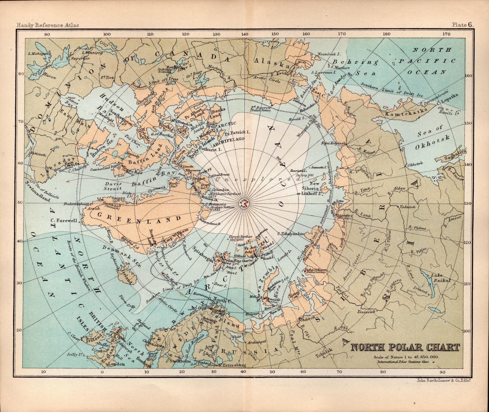 North Polar Chart Double Sided Victorian Antique 1896 Map.: Title: North Polar Chart Double Sided Victorian Antique 1896 Map. Description: This Antique Double-Sided Map Has Been Removed From an. 1896