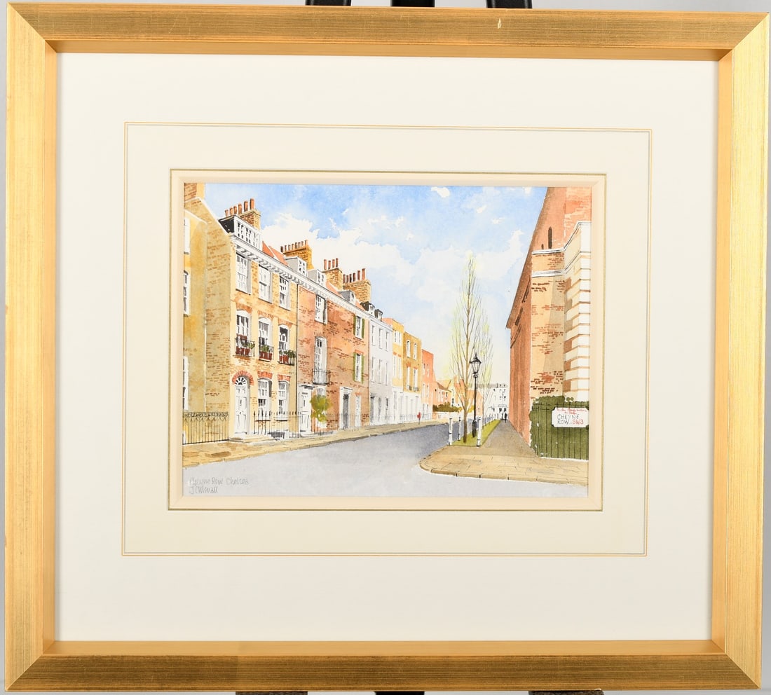 John Chisnall Original Watercolour Titled "Cheyne Road, Chelsea" (1 of 6)