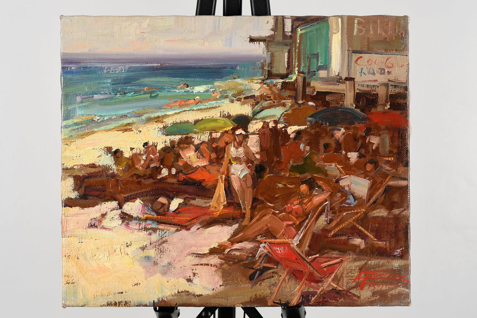 Gravina Original Oil Beach Scene - Italian Artist (1 of 7)