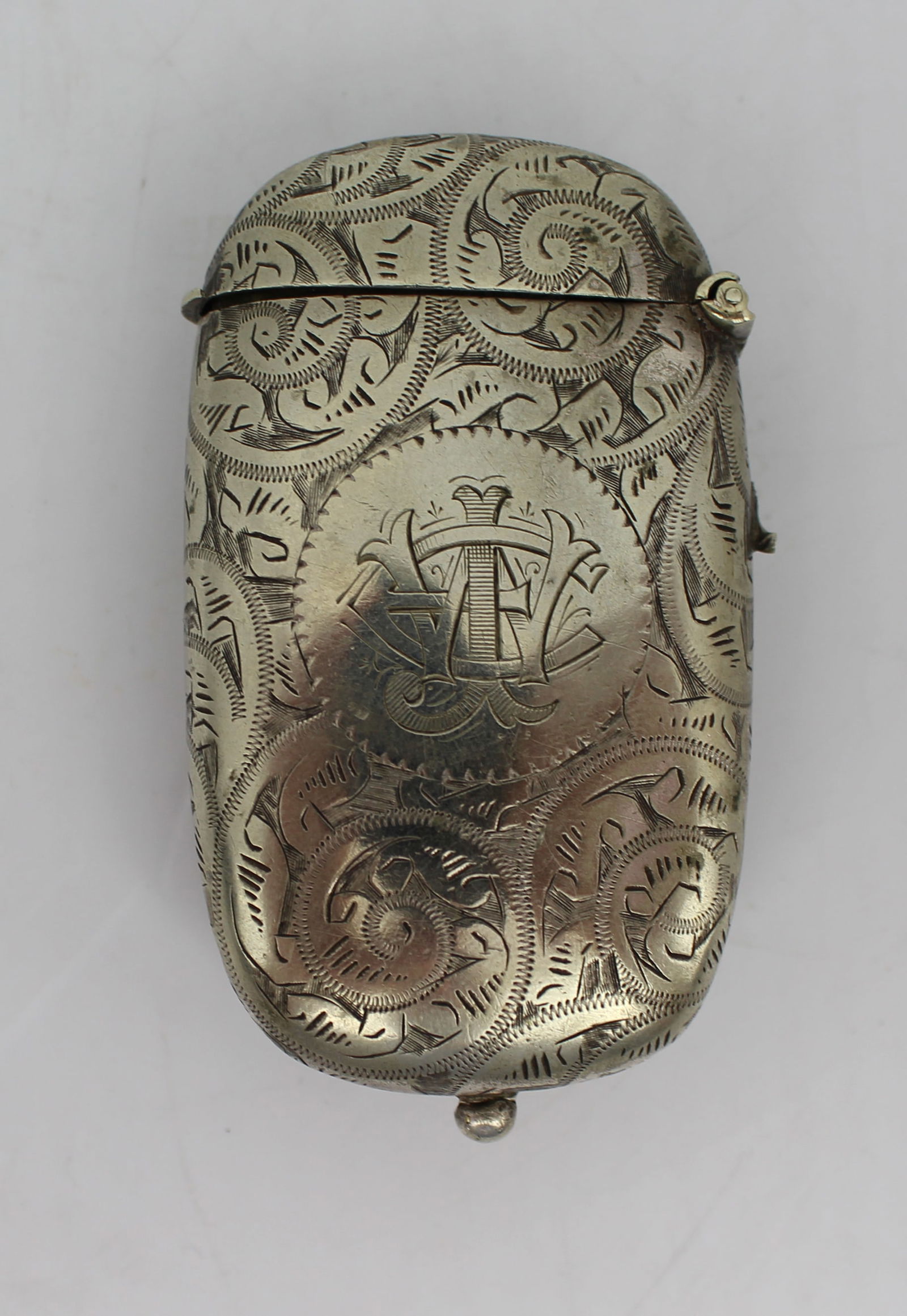 Early 20th c. Silver Plated Match Vesta Sovereign Stamps Case (1 of 6)
