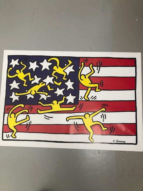 Keith Haring 'American Flag'.: Title: Keith Haring 'American Flag'. Description: Keith Haring 'American Flag'. Signed in plate. 50 x 84 cm. Near mint condition. Unframed. Shipping can be arranged