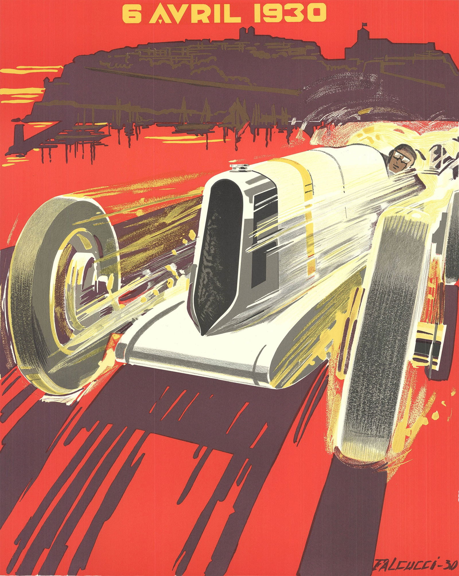 Vintage 1930 Monaco Grand Prix Poster. 1905 Signed (Maybe In Plate?) Certificate of Provenace. (1 of 3)