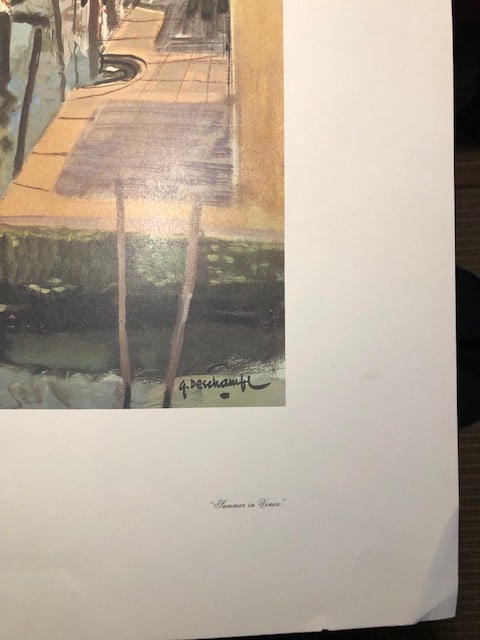 G Deschamps Vintage Print of Venice. 1966 Titled 'Summer In Venice' - 3
