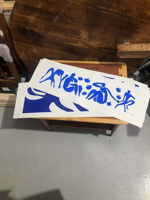 Henri Matisse Twelve (12) Screenprints (3 Sorts): Title: Henri Matisse Twelve (12) Screenprints (3 Sorts) Description: Twelve (12) 'cut-out' screenprints by Henri Matisse in three sorts. 30 x 90 cms. Heavy matt paper. 