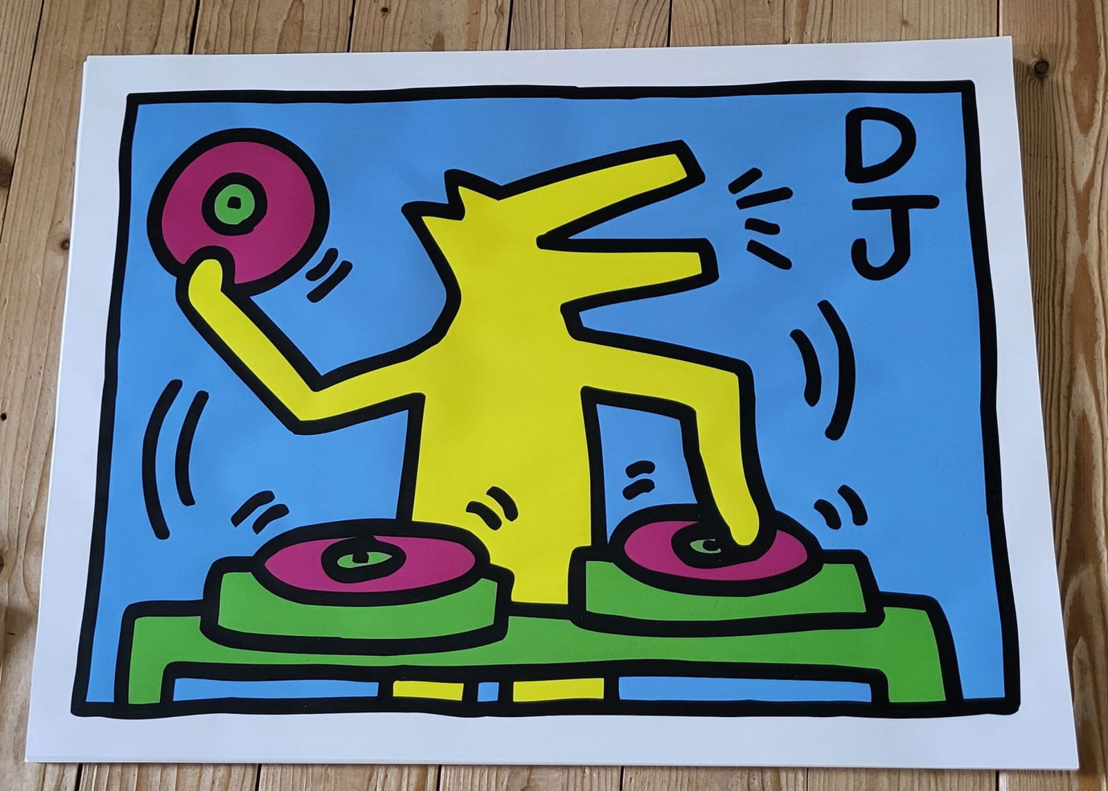 Bundle of Five (5) After Keith Haring 'DJ': Title: Bundle of Five (5) After Keith Haring 'DJ' Description: Bundle of five (5) 'DJ' after Keith Haring. 50 x 70 cms. Offset lithograph. Near mint condition. 