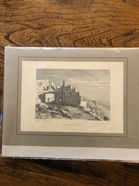 Four (4) Vintage Etchings and Prints of Classical Greek Sites.: Title: Four (4) Vintage Etchings and Prints of Classical Greek Sites. Description: Vintage mounted etchings and other prints. The Lion's Gate at Mycenae' engraved by Richard Farrer, The