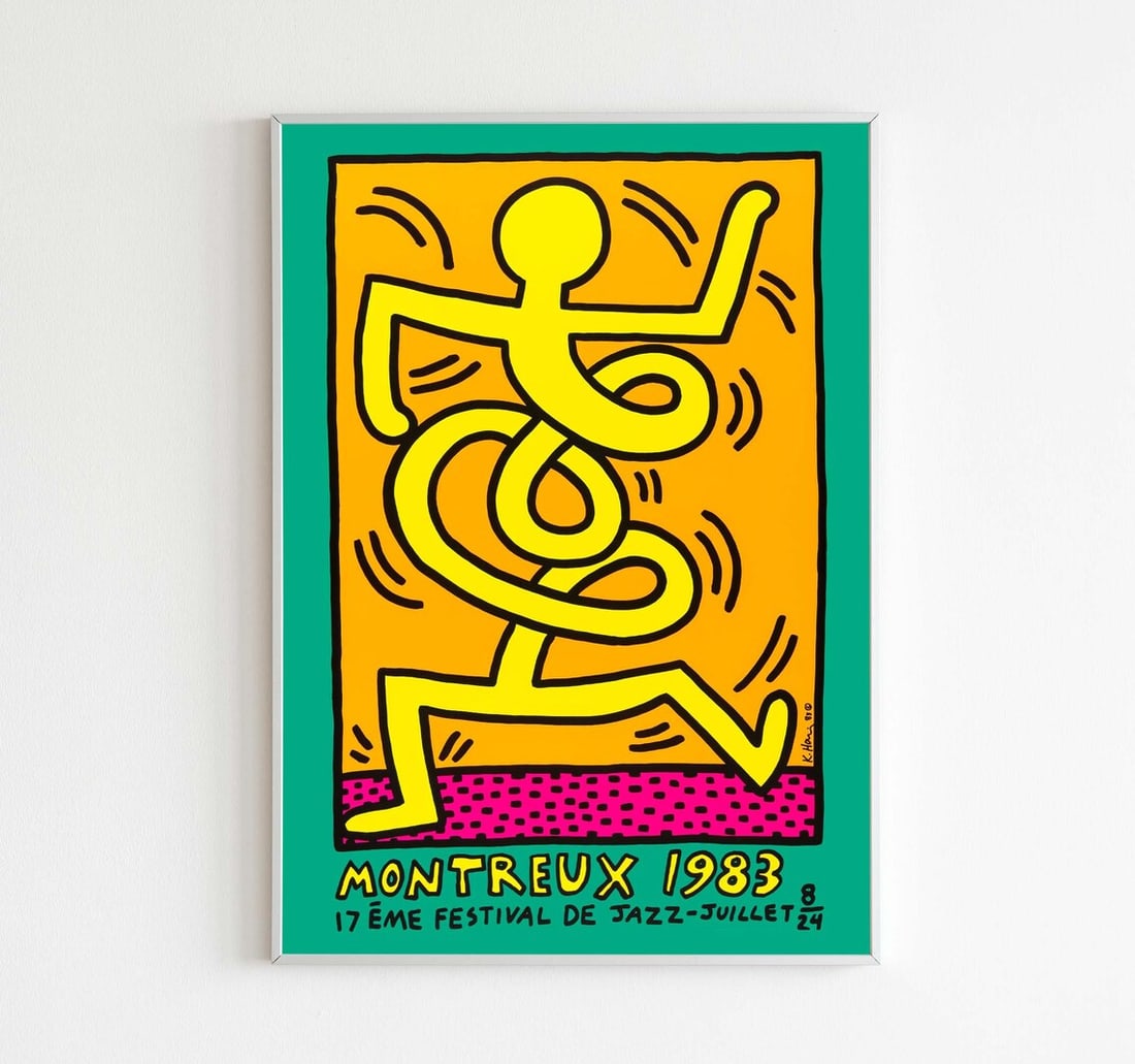 Bundle of Five (5). 1983 Poster (green) for Montreux Jazz Festival. After Keith Haring.: Title: Bundle of Five (5). 1983 Poster (green) for Montreux Jazz Festival. After Keith Haring. Description: Bundle of five (5). 1983 poster (green) for Montreux Jazz Festival. After Keith