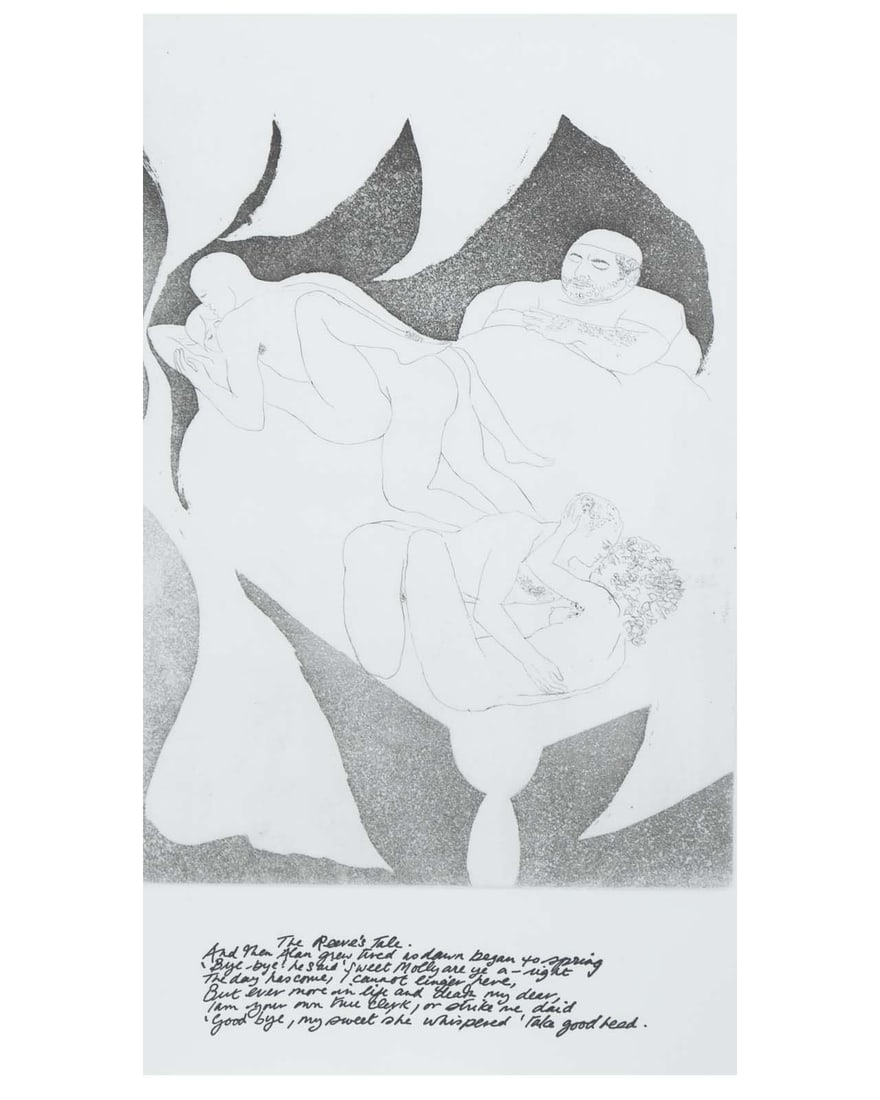 Elizabeth Frink - 'The Reeve's Tale' 1972.: Title: Elizabeth Frink - 'The Reeve's Tale' 1972. Description: Dame Elizabeth Frink (1930-1993). 'The Reeve's Tale' from Chaucer's Canterbury Tales. Etching from portfolio published