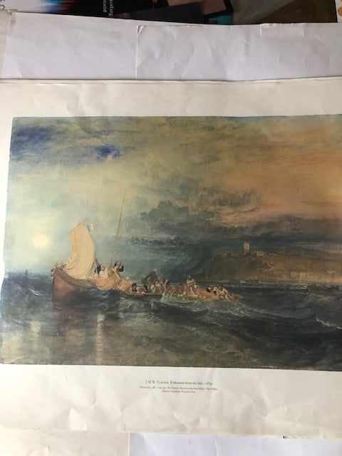 Folkestone From The Sea After Turner.: Title: Folkestone From The Sea After Turner. Description: Magnificent reproduction of Turner's 'Folkestone from the Sea'. The original c1831 is in the Tate Gallery. Printed on heavy