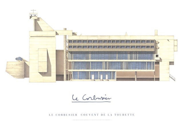 Le Corbusier 'Couvent' De La Tourette' 2015: Title: Le Corbusier 'Couvent' De La Tourette' 2015 Description: A reproduction of Le Corbusier's 'Couvent de la Tourette'. Printed on fine art paper with a cotton finish. 57 x 85