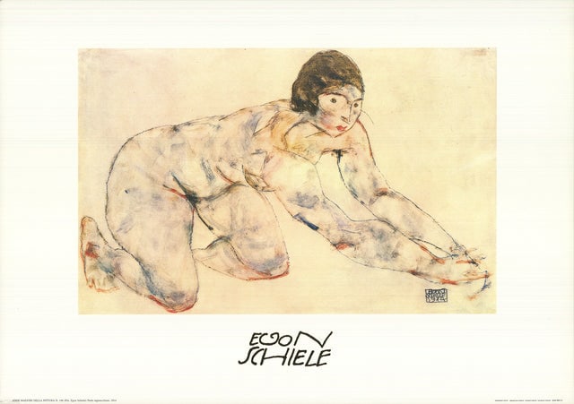 Egon Schiele: Title: Egon Schiele Description: ""Scheile's female nudes often evoke a sense of vulnerability and eroticism whilst also conveying a deeper psychological complexity'. Offset