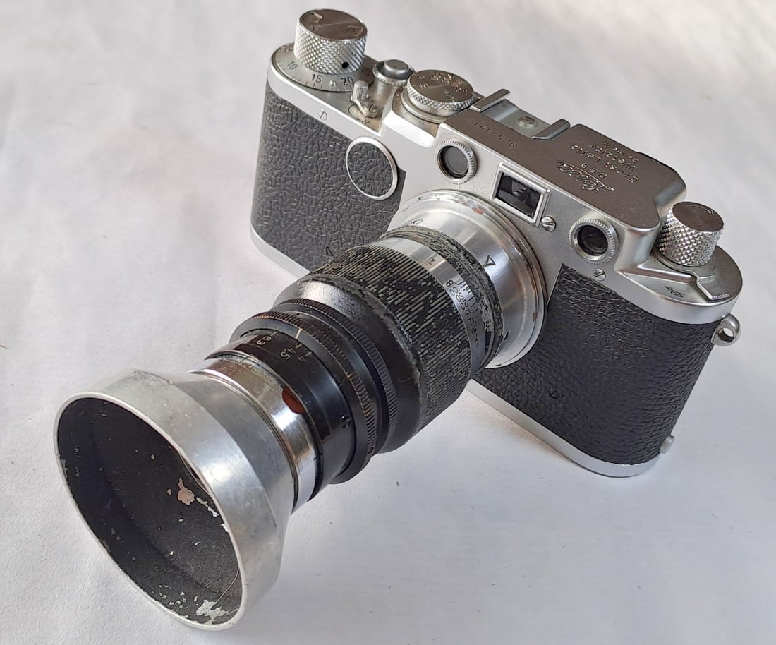 Vintage Leica IIf Rangefinder Camera c1950s With Two Lenses, Filters, Case, Etc. - 5