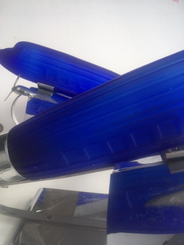 1978 Rare Imported ‘Pair of DC 3’ Desk/Table Lamps In Colbalt Blue Glass and Chrome, Sar - 10