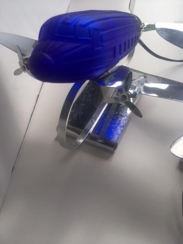 1978 Rare Imported ‘Pair of DC 3’ Desk/Table Lamps In Colbalt Blue Glass and Chrome, Sar - 11