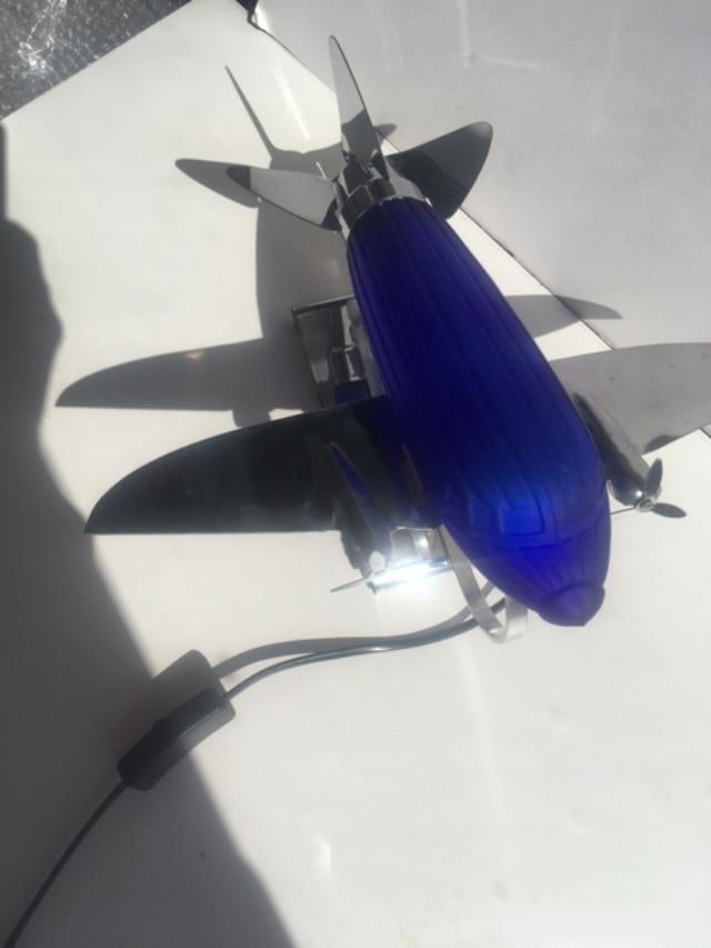 1978 Rare Imported ‘Pair of DC 3’ Desk/Table Lamps In Colbalt Blue Glass and Chrome, Sar - 16