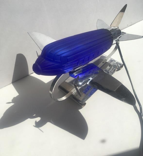 1978 Rare Imported ‘Pair of DC 3’ Desk/Table Lamps In Colbalt Blue Glass and Chrome, Sar - 17