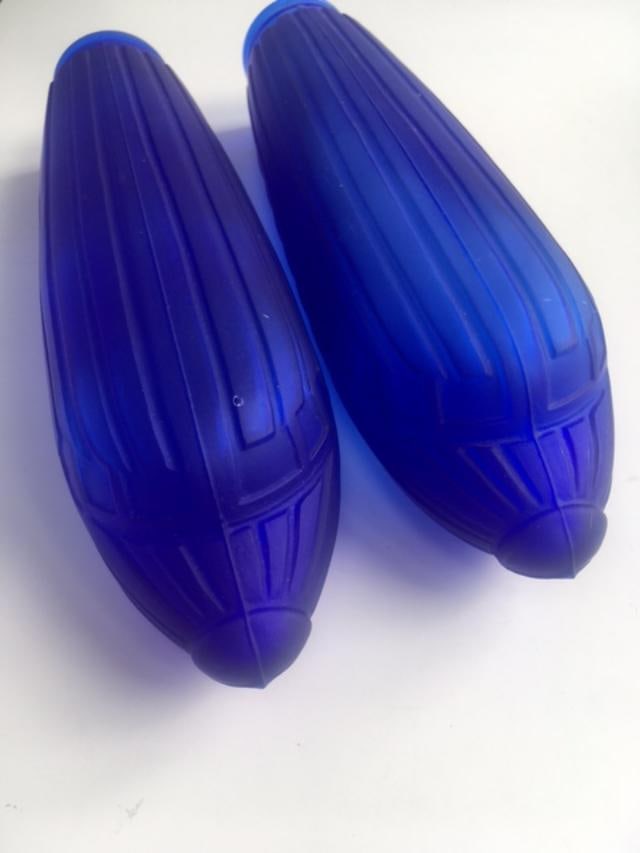 1978 Rare Imported ‘Pair of DC 3’ Desk/Table Lamps In Colbalt Blue Glass and Chrome, Sar - 3