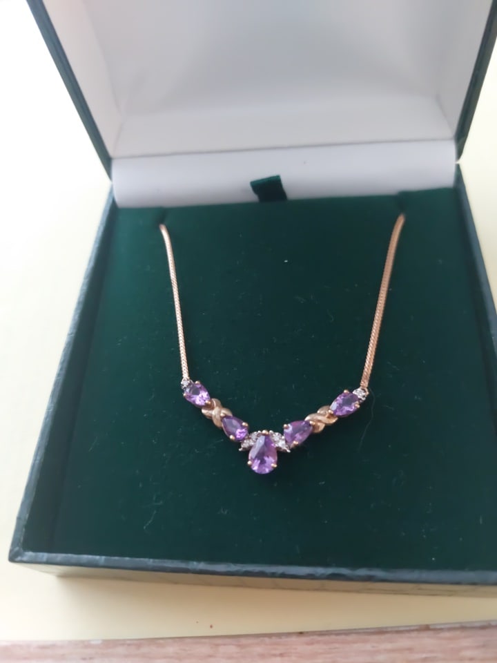 Vintage Gold, Amethyst and Diamond Necklace - 10
