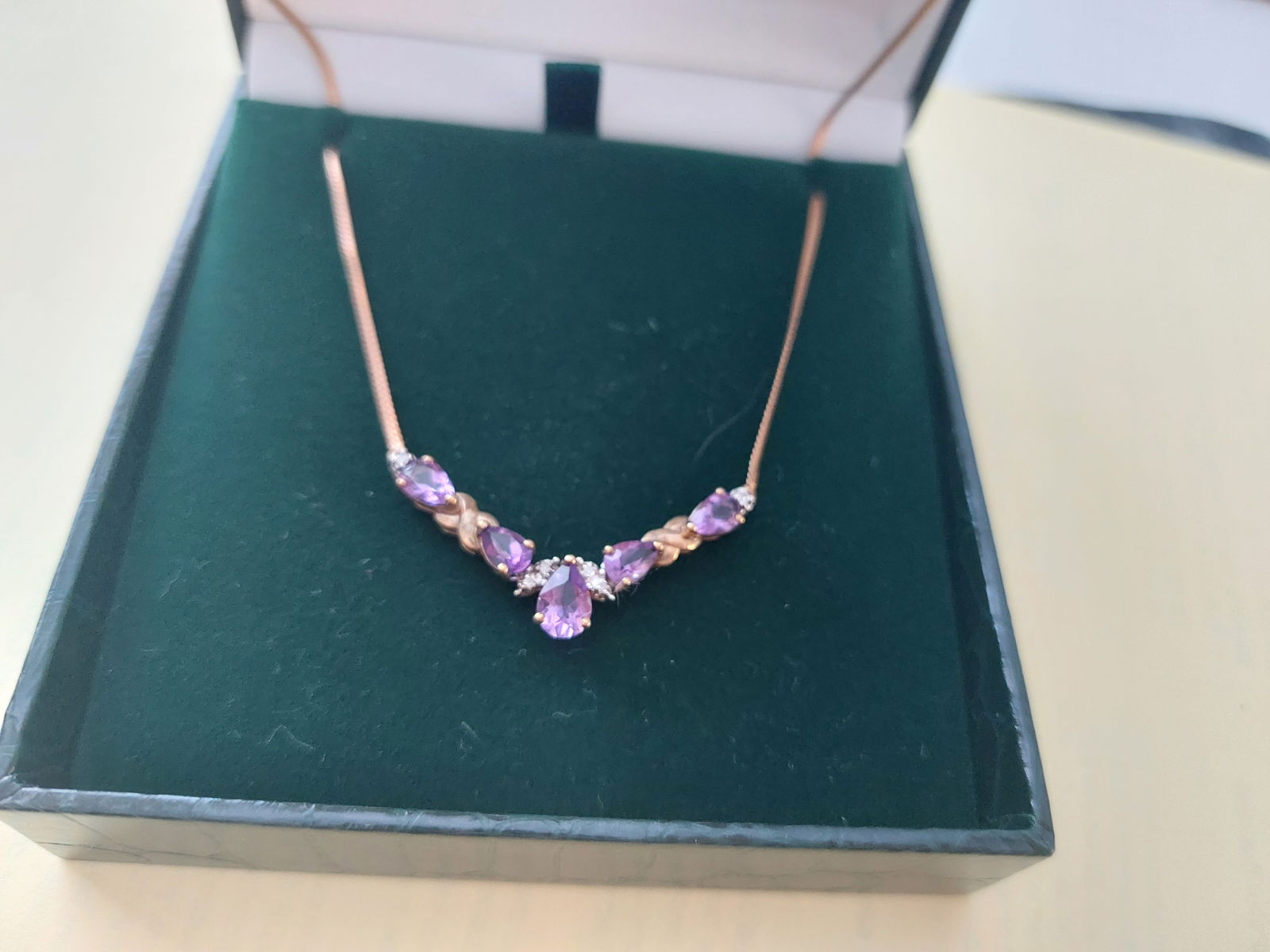 Vintage Gold, Amethyst and Diamond Necklace - 4