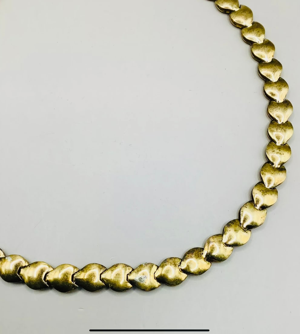 Vintage Fancy Link Gold Vermile On 925 Silver Necklace 40cm 28.50gm - 3