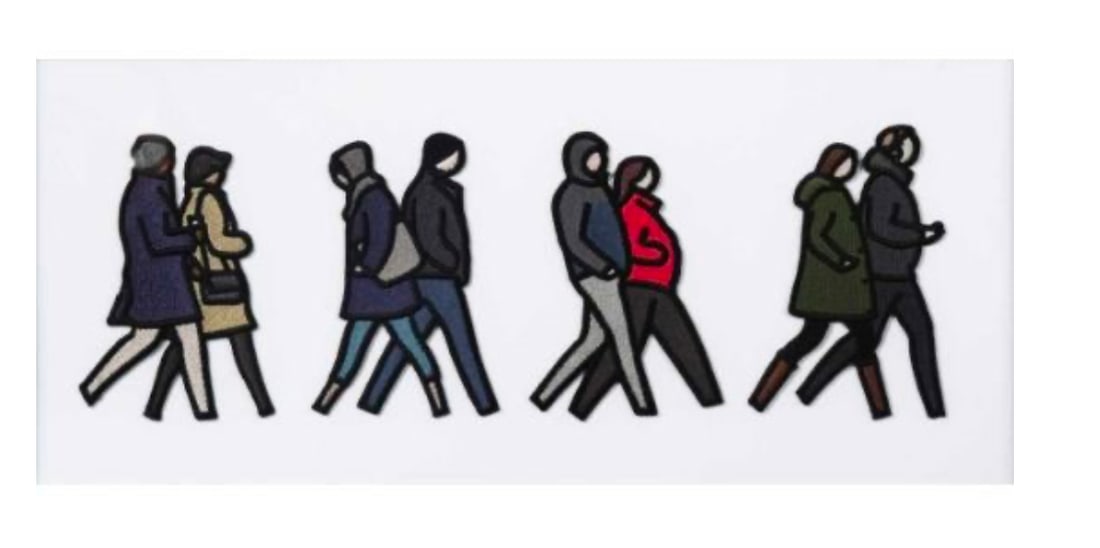 Julian Opie (1958-), London Couples, Embroidered Figurines On Board, Framed, 2021 - 5