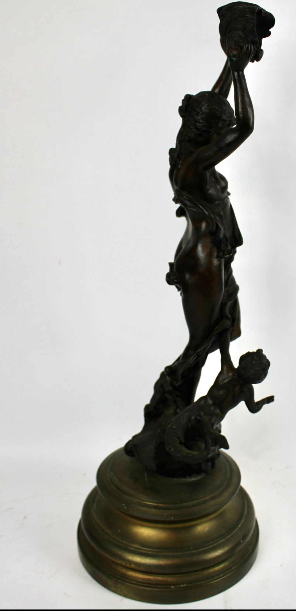 A Decorative Bronzed Figure of Woman and Mermaid H 61cm - 3