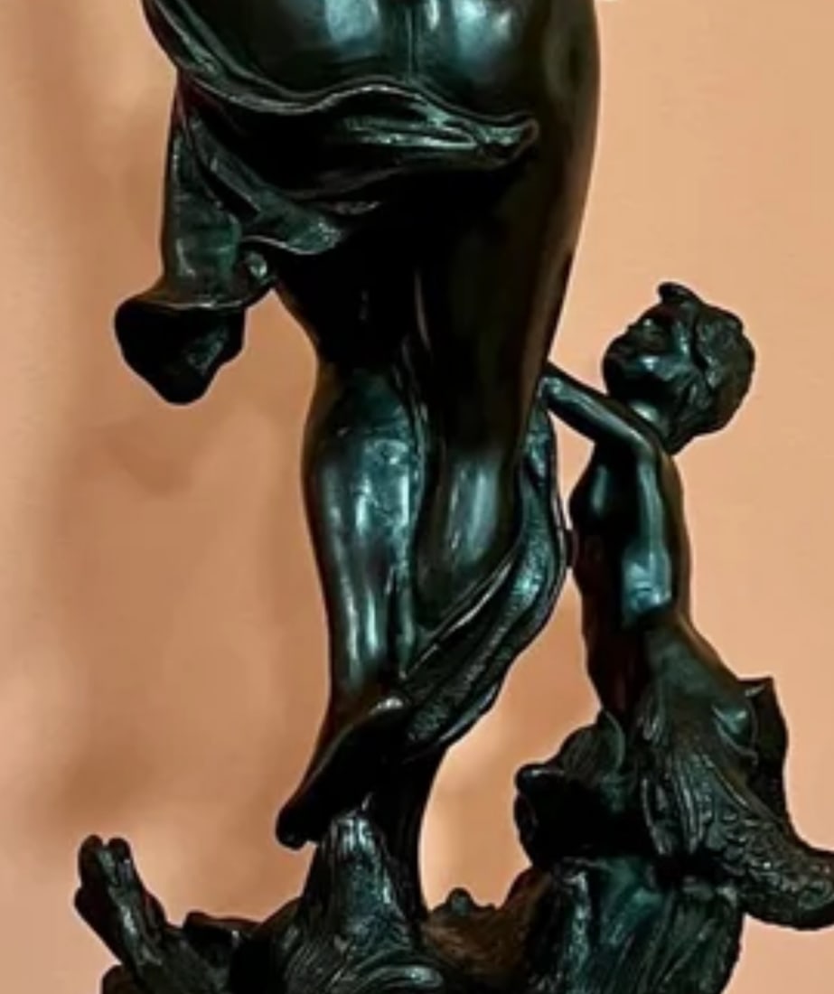 A Decorative Bronzed Figure of Woman and Mermaid H 61cm - 7