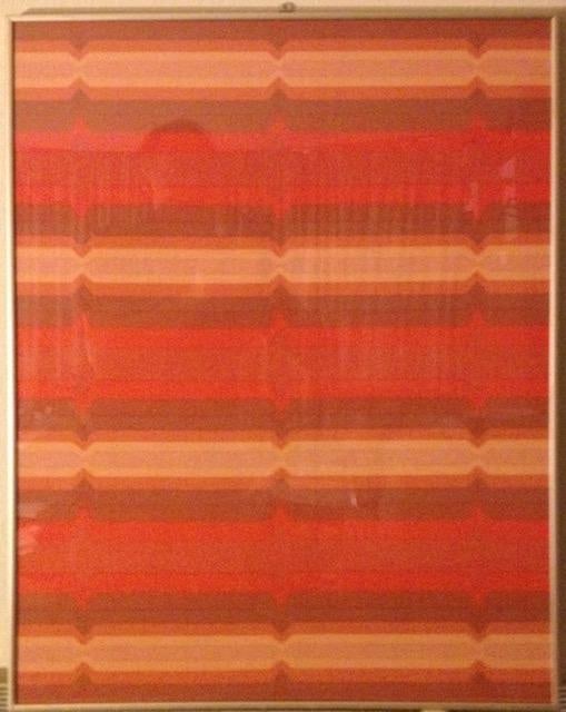 Circa 1970s Framed Heals Fabric 'Polychrome' By Catherine Netherwood #1.: Title: Circa 1970s Framed Heals Fabric 'Polychrome' By Catherine Netherwood #1. Description: Circa 1970s Framed Heals Fabric 'Polychrome' by Catherine Netherwood #1. </
