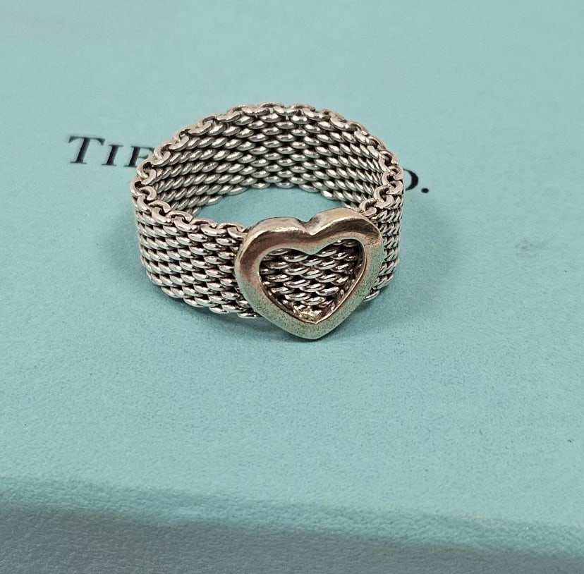 Tiffany & Co. Somerset Mesh Heart Sterling Silver Ring: Title: Tiffany & Co. Somerset Mesh Heart Sterling Silver Ring Description: Condition: Worn a few times. Rate AS There is 2 tiny scratches when you look closely. 