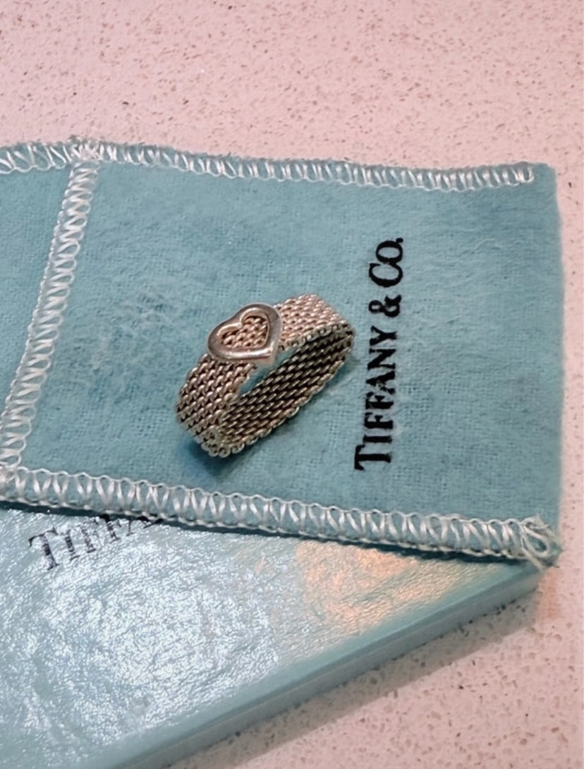 Tiffany & Co. Somerset Mesh Heart Sterling Silver Ring - 4