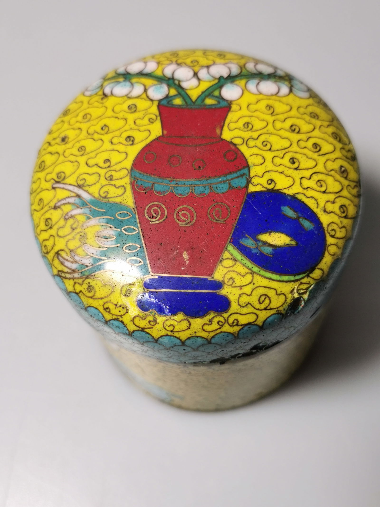 Chinese Cloisonné Lidded Jar - 5