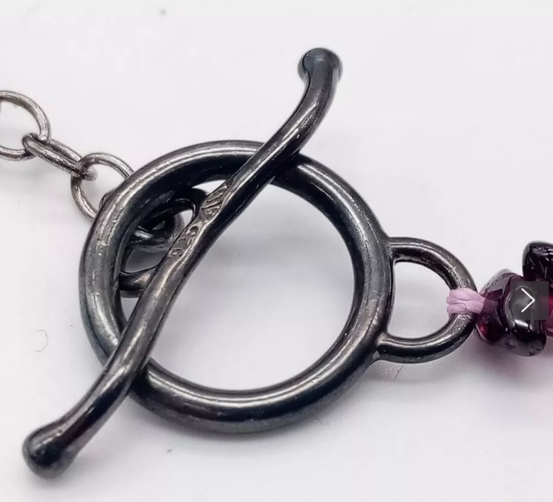 Stunning Vintage 925 Silver T Bar Baroque Beaded Garnet Necklace 100cm 54g - 3