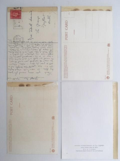 1938 Note Card & 3 Postcards' By The 'Medici Society', Constable Etc, Dedicated. - 2