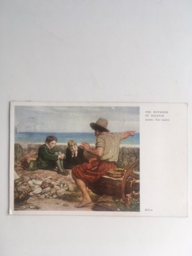 1938 'The Boyhood of Raleigh' By Millais Postcard From Tate Gallery: Title: 1938 'The Boyhood of Raleigh' By Millais Postcard From Tate Gallery Description: 1938 'The Boyhood of Raleigh' by Millais Postcard from Tate Gallery Descript