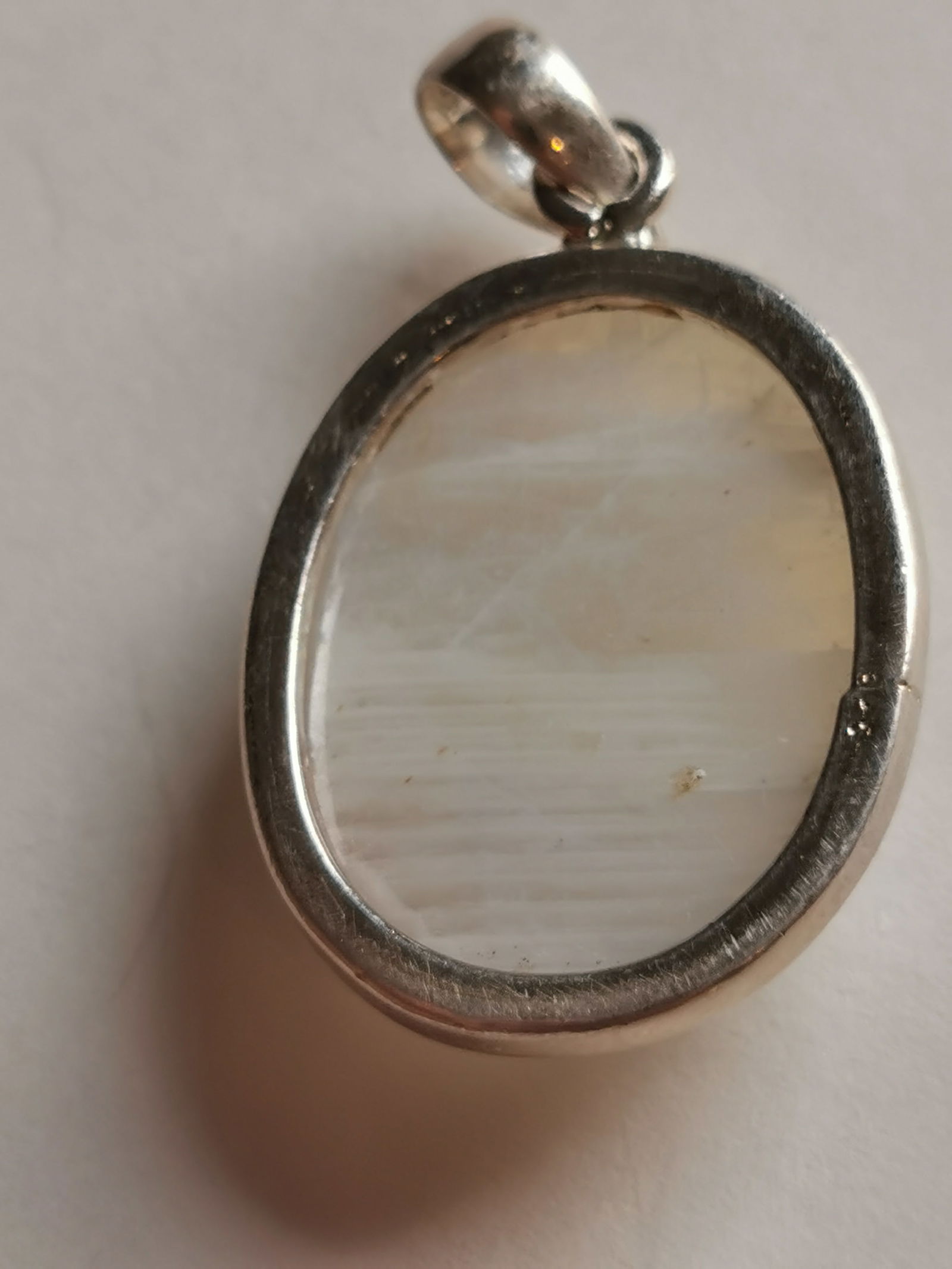 Large Oval Moonstone Pendant In A Simple Sterling‑Silver Bezel. - 2